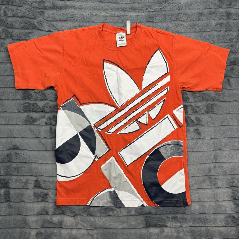 Adidas Originals Mens Trefoil Graphic T-Shirt Orange Short Sleeve Size M 11253
